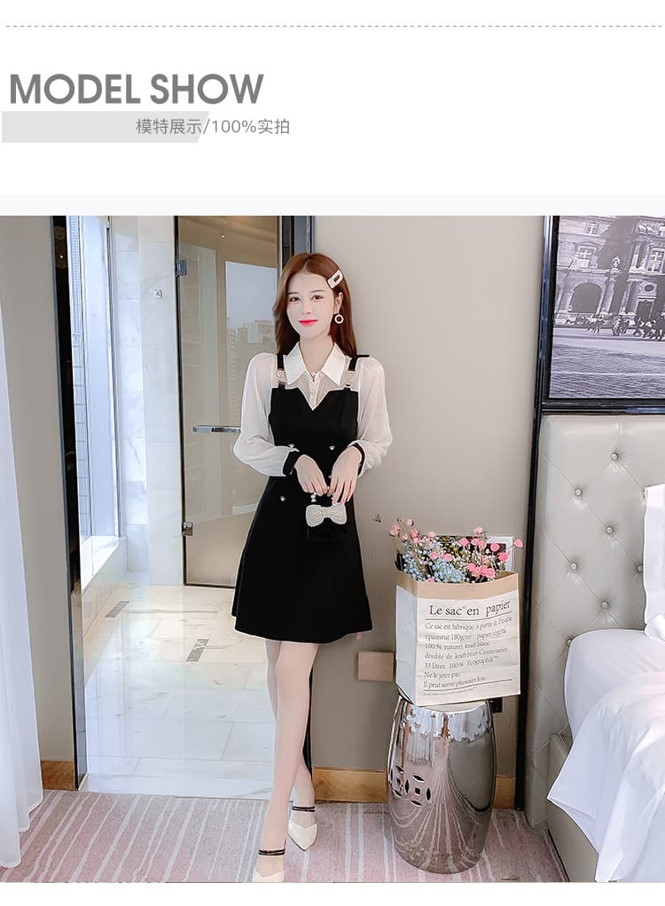 2026 봄 새로운 페이크 레이어드 드레스 여성 의류 봄 작은 키 허리 수축 슬림해 보이는 만나는 작은 검은 드레스 상세 이미지 9