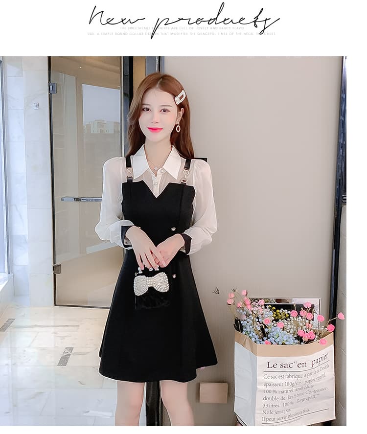 2026 봄 새로운 페이크 레이어드 드레스 여성 의류 봄 작은 키 허리 수축 슬림해 보이는 만나는 작은 검은 드레스 상세 이미지 10