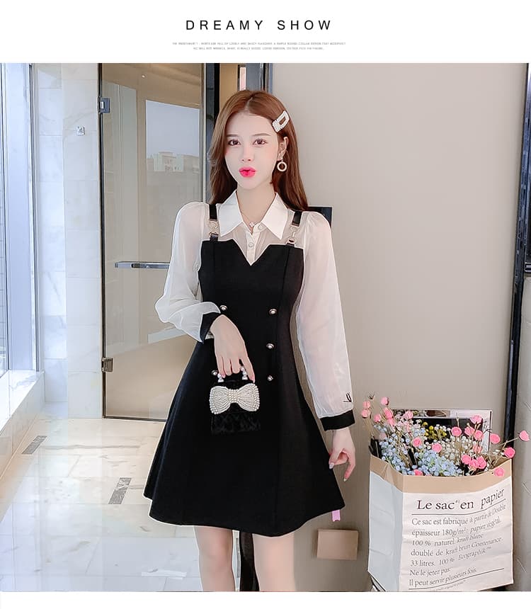 2026 봄 새로운 페이크 레이어드 드레스 여성 의류 봄 작은 키 허리 수축 슬림해 보이는 만나는 작은 검은 드레스 상세 이미지 11