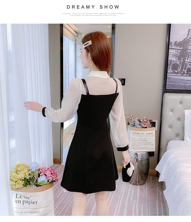 2026 봄 새로운 페이크 레이어드 드레스 여성 의류 봄 작은 키 허리 수축 슬림해 보이는 만나는 작은 검은 드레스 상세 이미지 17