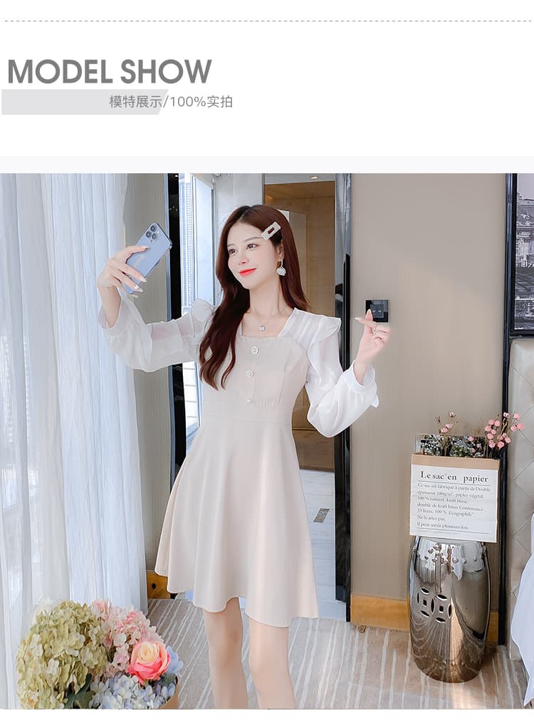 숙녀 팬 2026 년 가을 하이웨이스트 슬림해 보이는 미니 스커트 레트로 차 휴식 프랑스식 고급 센스 여성 드레스 가을 상세 이미지 9