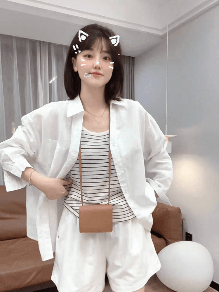 프랑스식 화이트 아마 긴팔 여성 셔츠 여름 얇은 스타일 루즈핏 디자인 센스 작은 대중 셔츠 외부 가져 가라. 자외선 차단 맨위 이미지 3