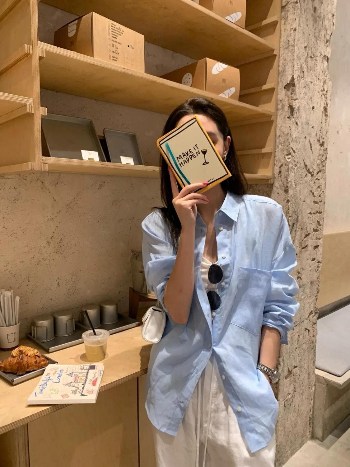 오래된 돈 바람 미니멀리즘 아마 품격 polo 하늘색 셔츠 oversize 자외선 차단 재킷