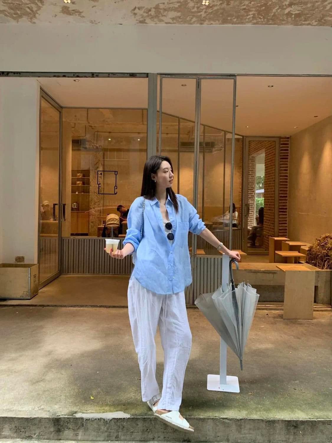 오래된 돈 바람 미니멀리즘 아마 품격 polo 하늘색 셔츠 oversize 자외선 차단 재킷 상세 이미지 6
