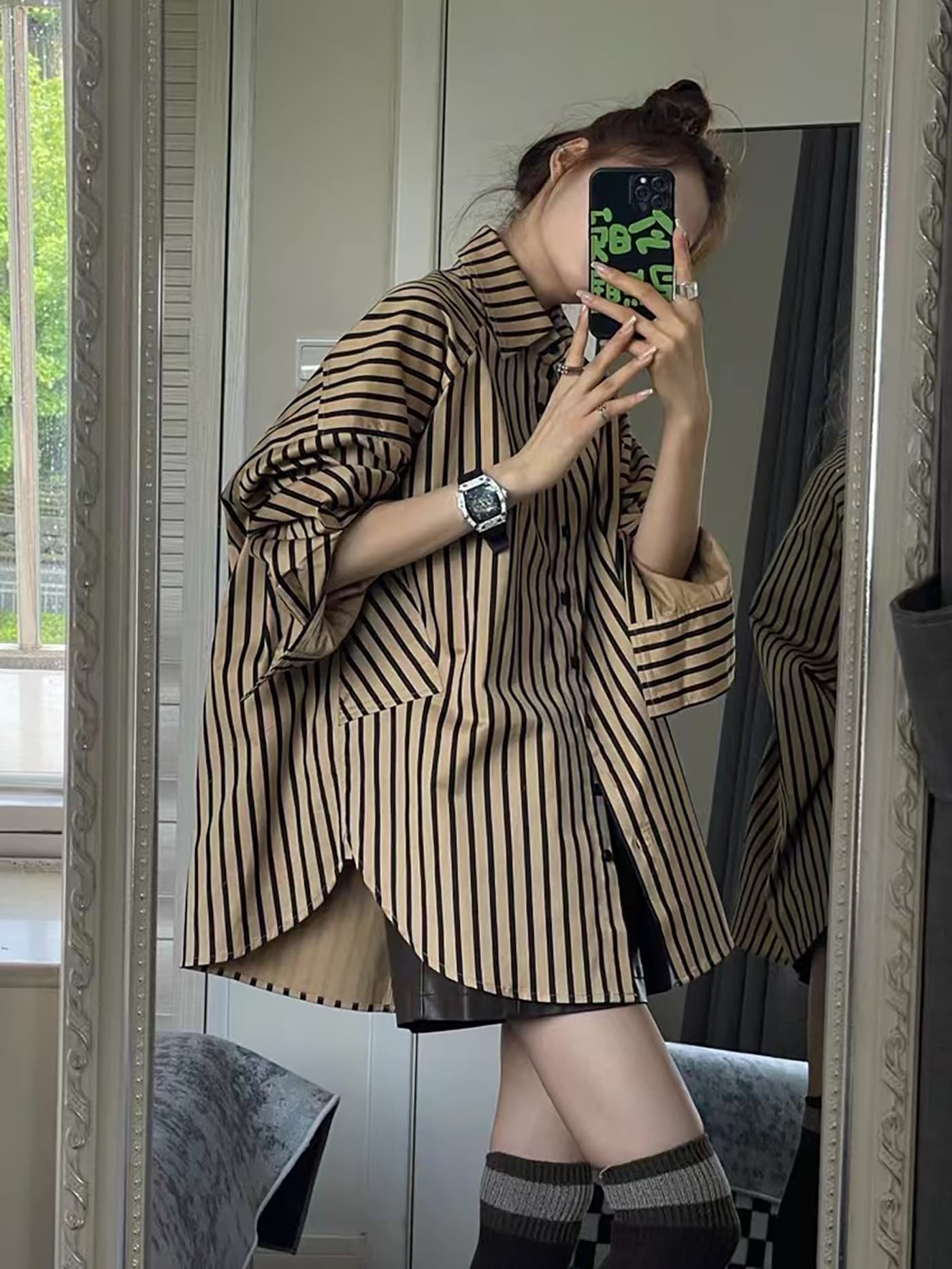 세로 줄무늬 여성 셔츠 봄 가을 2026 새로운 스택 착용 작은 대중 디자인 센스 셔츠 긴팔 맨위 상세 이미지 1
