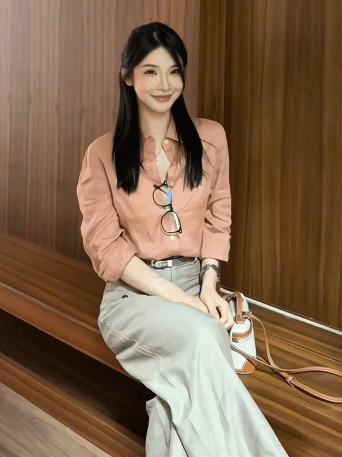 아마 긴팔 핑크색 출퇴근 루즈핏 고급 대기 다용도 면 린넨 품격 맨위 상세 이미지 3