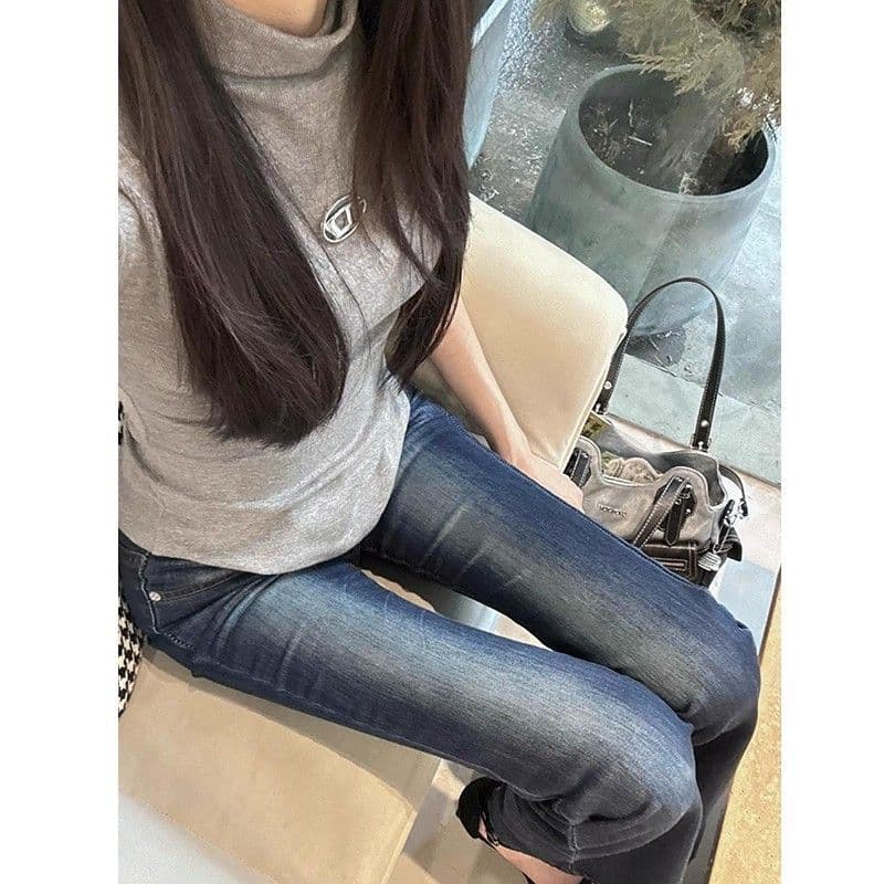 175 키 큰 남자 길이 연장 아메리칸 레트로 로우 웨이스트 핫걸 마이크로 나팔 데님 여성 봄 여름 몸매 가꾸기 슬림해 보이는 호스 슈 바지 상세 이미지 9
