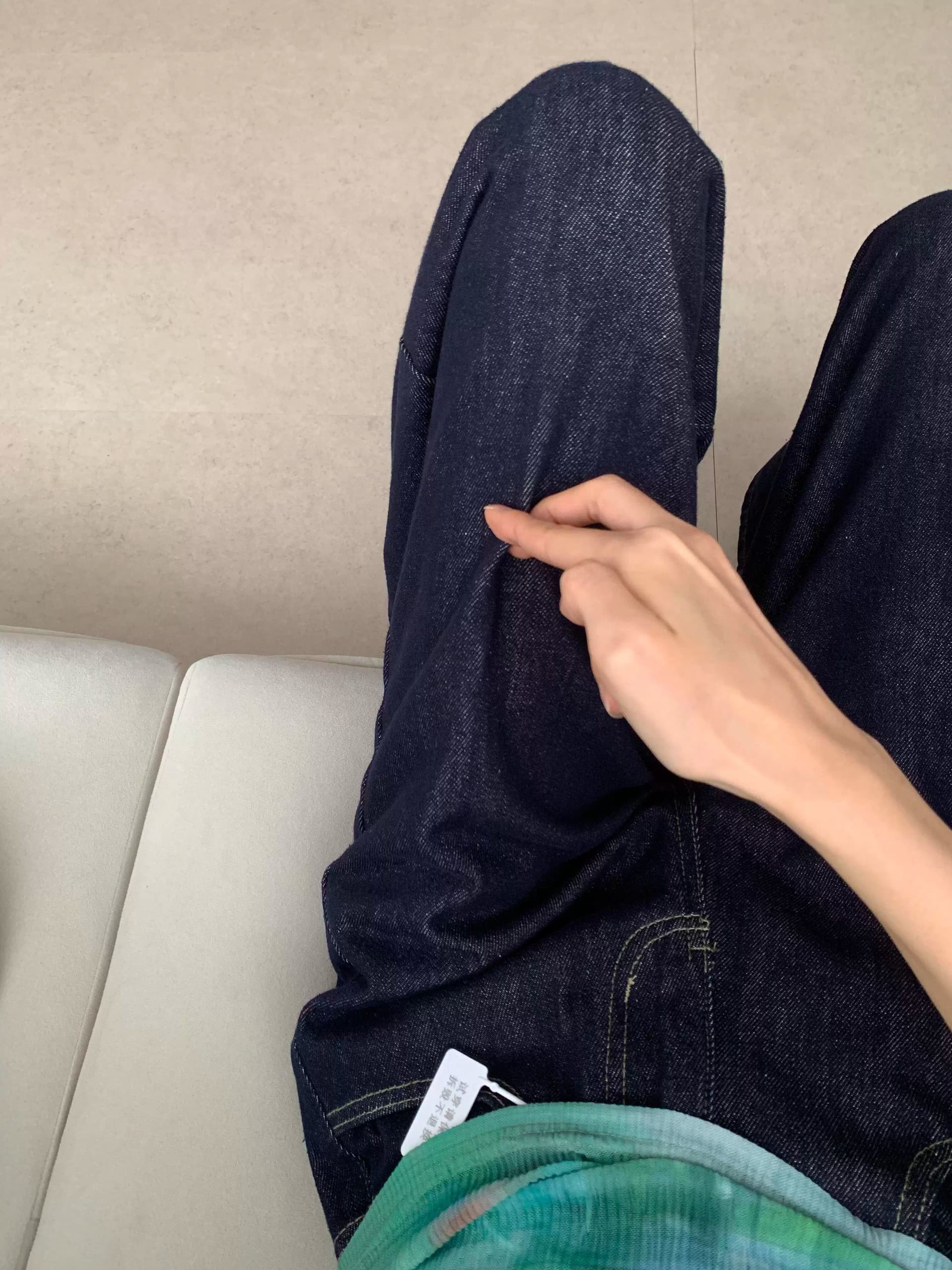 키 큰 남자 레트로 워싱 진한 파란색 넓은 다리 청바지 여성 하이웨이스트 루즈핏 슬림해 보이는 스트레이트 도루 센스 바닥 청소 긴 바지 상세 이미지 5