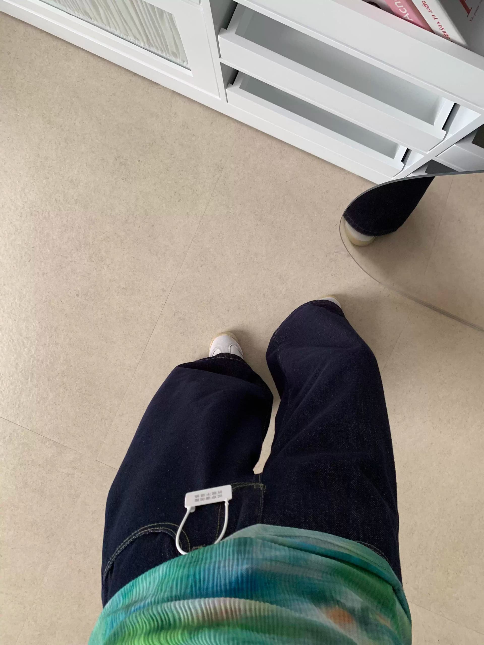 키 큰 남자 레트로 워싱 진한 파란색 넓은 다리 청바지 여성 하이웨이스트 루즈핏 슬림해 보이는 스트레이트 도루 센스 바닥 청소 긴 바지 상세 이미지 7
