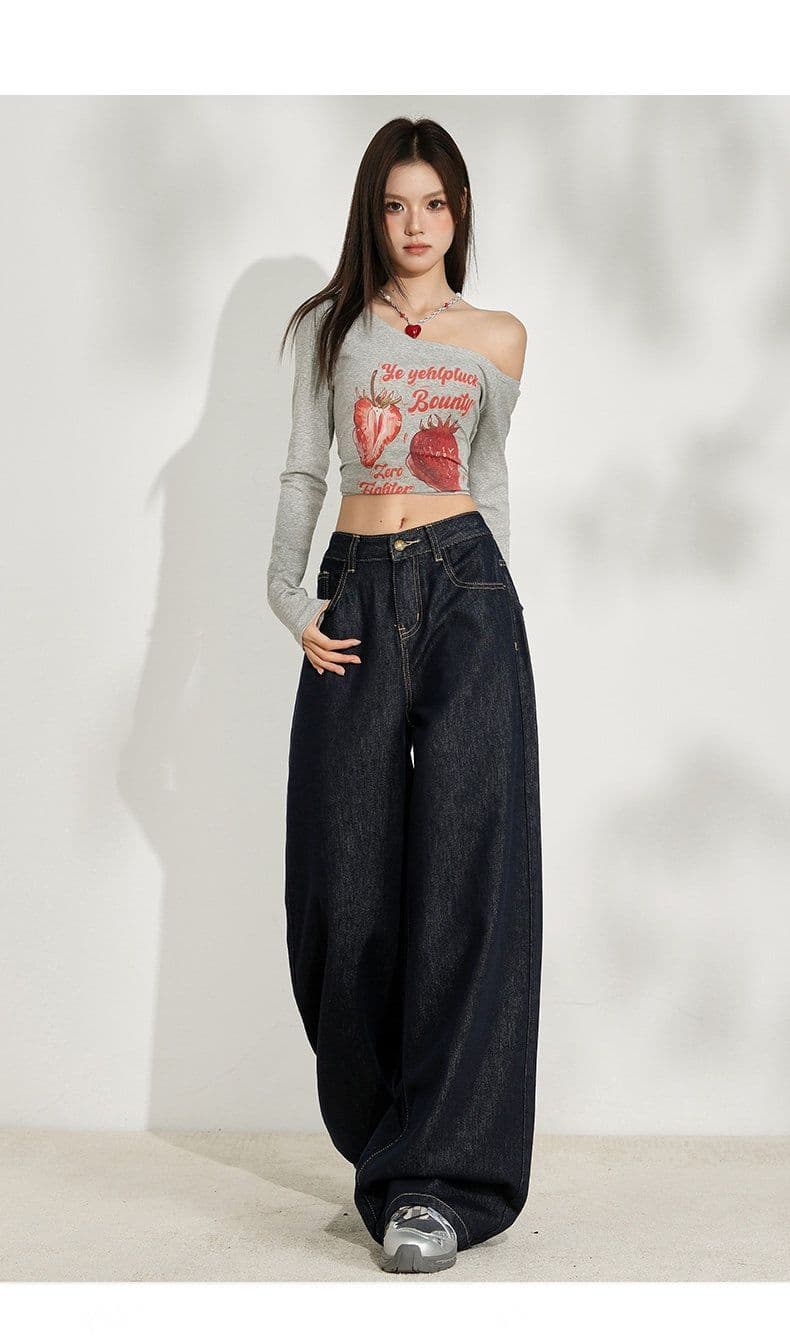 단 닝 색상 넓은 다리 청바지 여성 2026 년 봄 가을 새로운 미니멀리즘 바람 다용도 루즈핏 도루 센스 슬림해 보이는 바닥 청소 바지 상세 이미지 8
