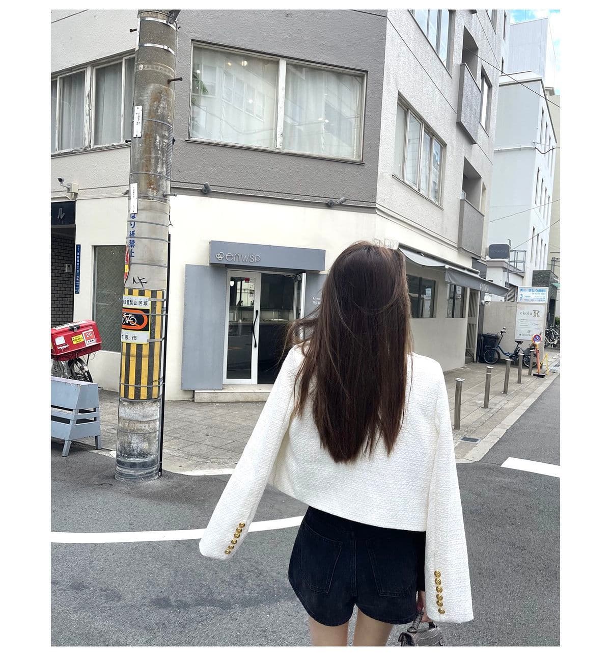 블랙 회색 하이웨이스트 루즈핏 한 마디 루즈핏 캐주얼 다용도 디스플레이 다리 길이 표지 고기 슬림해 보이는 트임 넓은 다리 데님 반바지 상세 이미지 9
