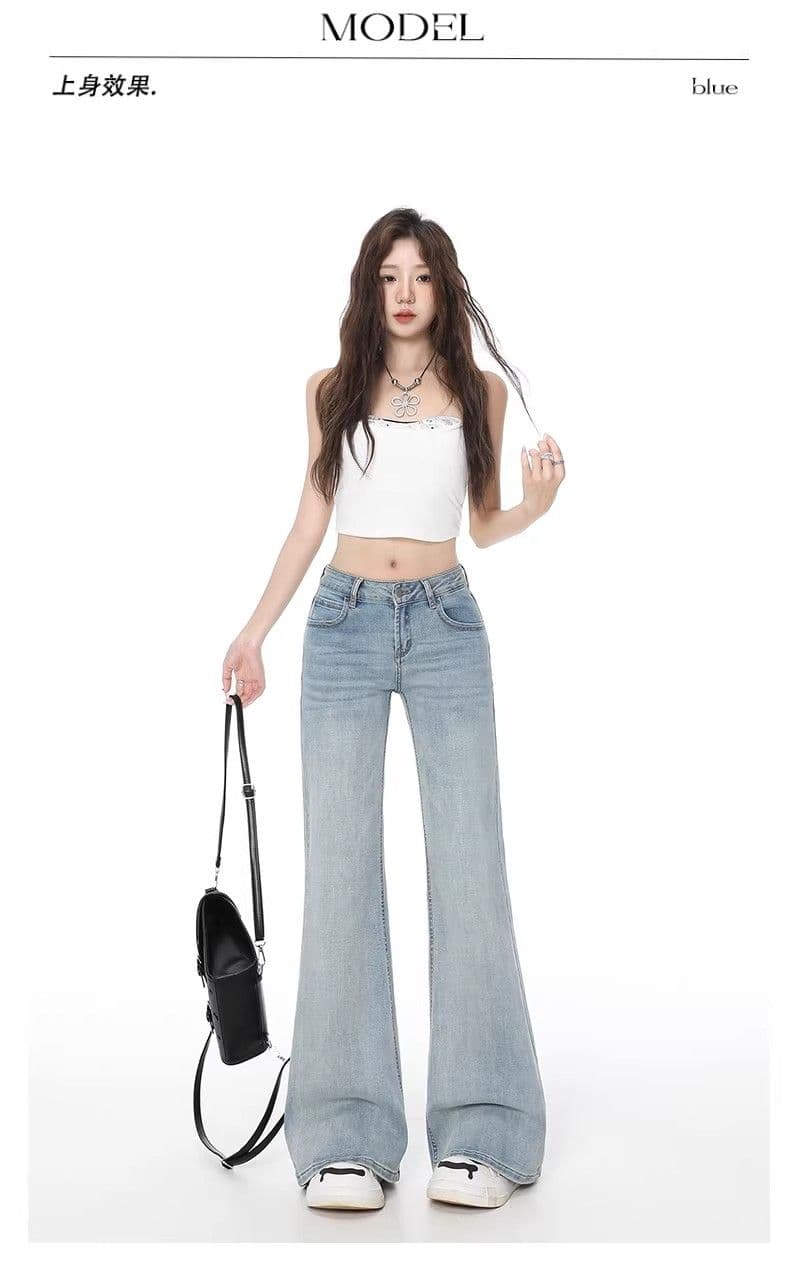 키 큰 남자 핫걸 밝은색 로우 웨이스트 마이크로 나팔 청바지 디자인 센스 루즈핏 넓은 다리 슬림해 보이는 스트레이트 바닥 청소 바지 상세 이미지 6