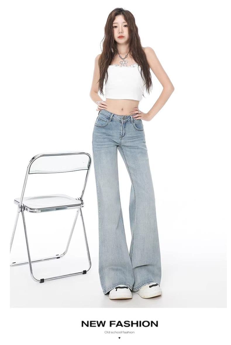 키 큰 남자 핫걸 밝은색 로우 웨이스트 마이크로 나팔 청바지 디자인 센스 루즈핏 넓은 다리 슬림해 보이는 스트레이트 바닥 청소 바지 상세 이미지 11