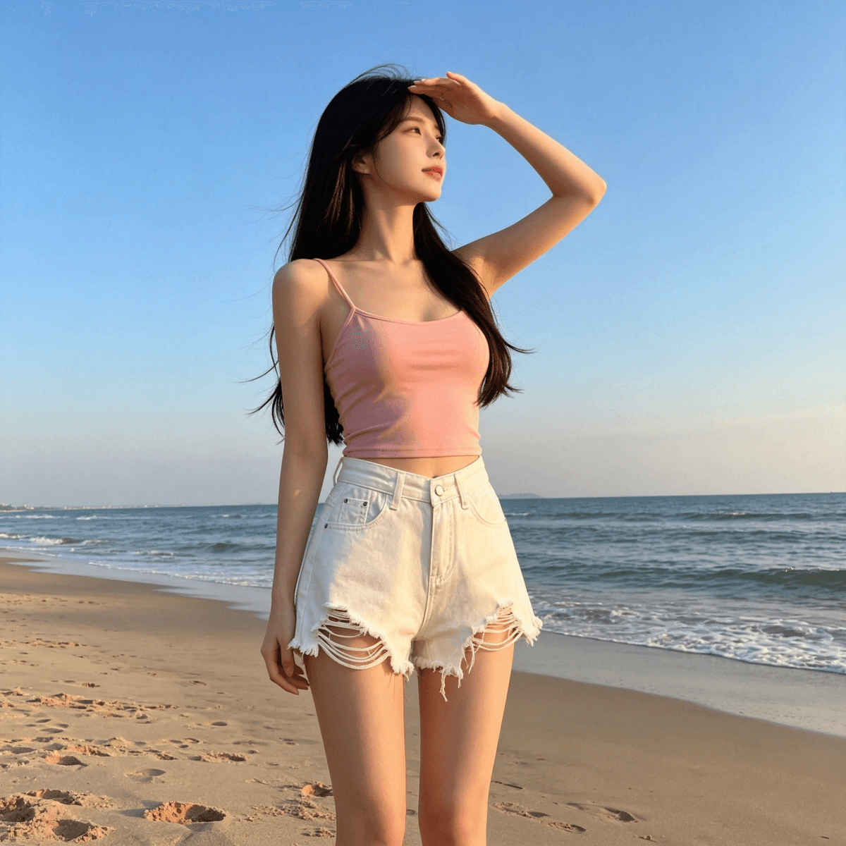 데님 반바지 여성 여름 외출용 2026 새로운 한국 스타일 학생 하이웨이스트 핫 바지 루즈핏 슬림해 보이는 넓은 다리 한 마디 바지 상세 이미지 14