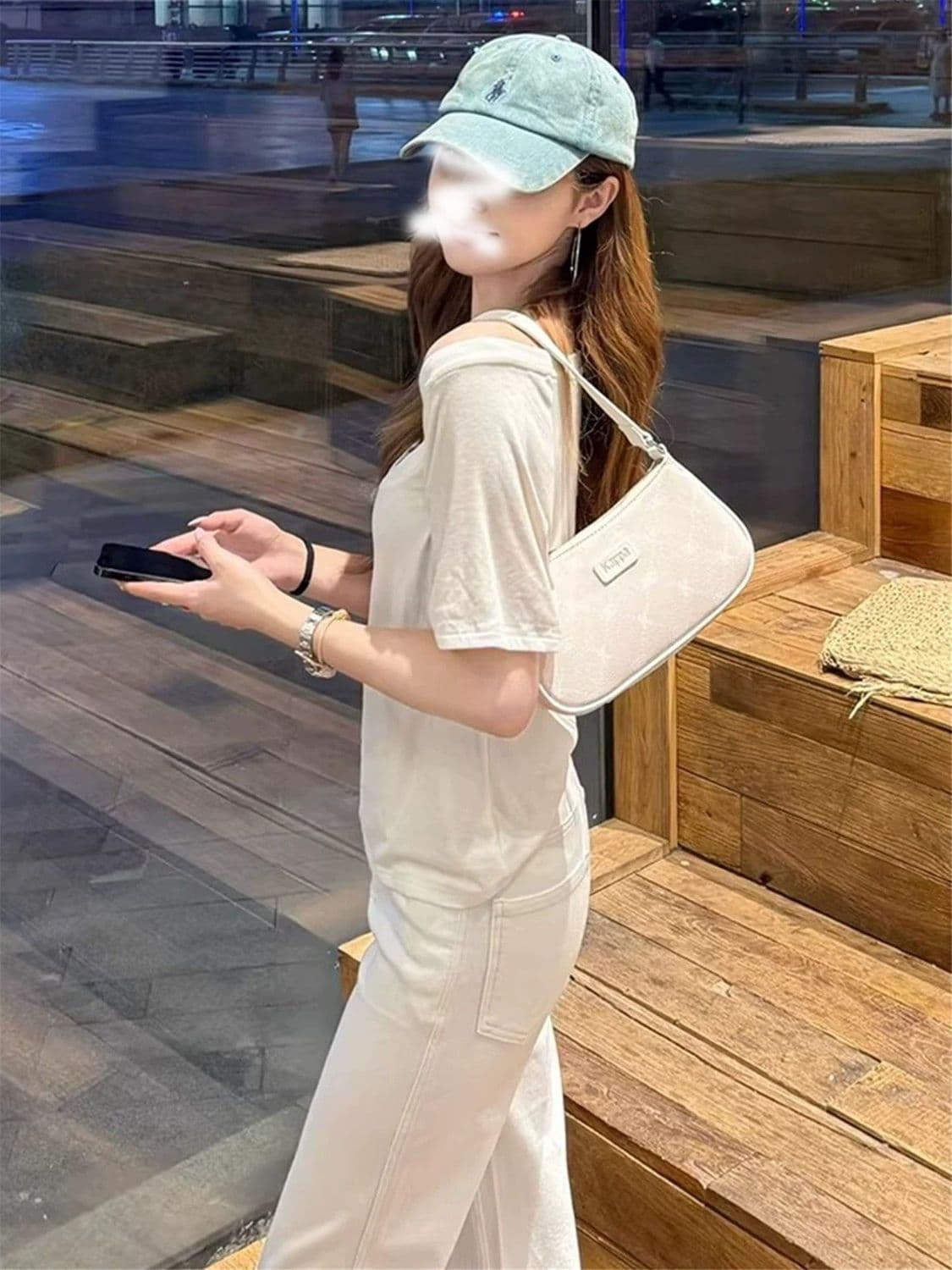 한 부서 워싱 느슨함 센스 2026 봄 여름 도루 센스 긴 바지 중간 허리 루즈핏 아니요 막대기 다리 화이트 부츠컷 청바지 상세 이미지 12