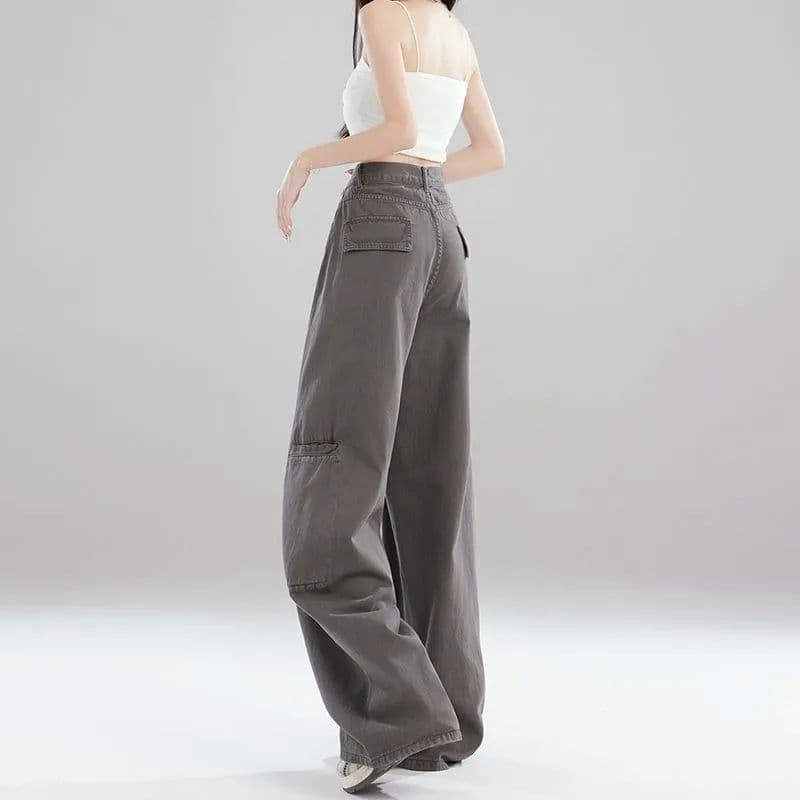 아메리칸 거리 워크웨어 청바지 여성 봄 여름 새로운 하이웨이스트 루즈핏 다용도 캐주얼 스트레이트 데님 바지 트렌디 상세 이미지 7