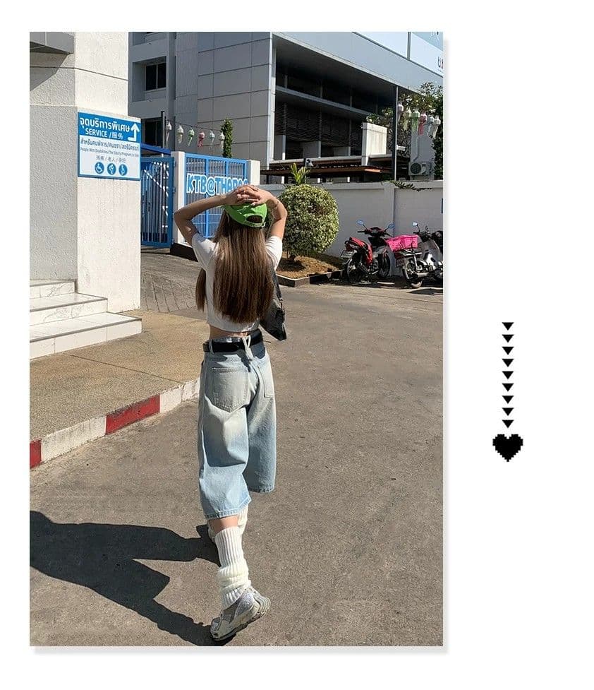 레트로 밝은색 7 점 청바지 여성 2026 새로운 작은 키 여름 넓은 다리 하이웨이스트 루즈핏 슬림해 보이는 중 바지 상세 이미지 8