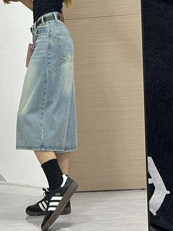 아메리칸 레트로 7 점 청바지 여성 여름 얇은 스타일 데님 와이드 레그 팬츠 루즈핏 느긋한 바람 작은 키 슬림해 보이는 바지 상세 이미지 6
