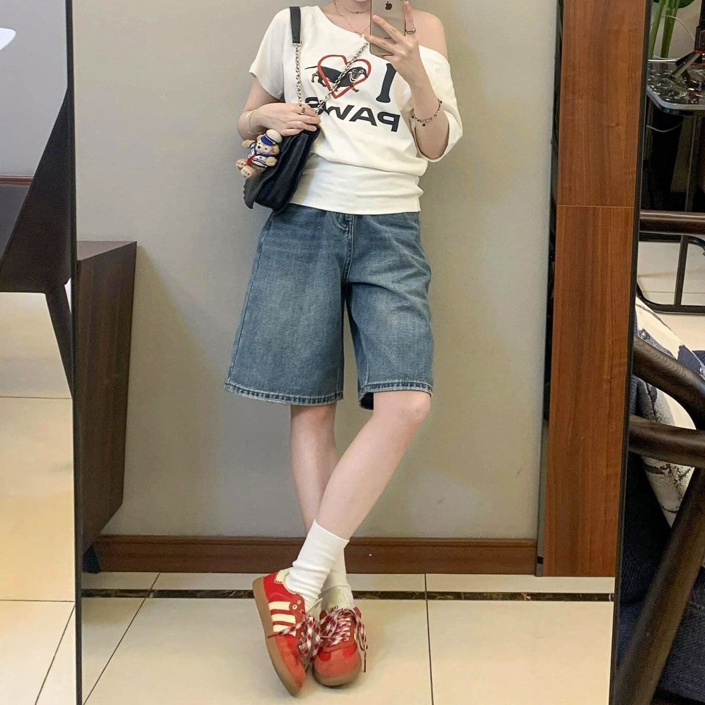 아메리칸 레트로 스트레이트 데님 반바지 여성 여름 2026 새로운 하이웨이스트 디스플레이 痩 아니요 막대기 다리 루즈핏 5 점 바지 이미지 4