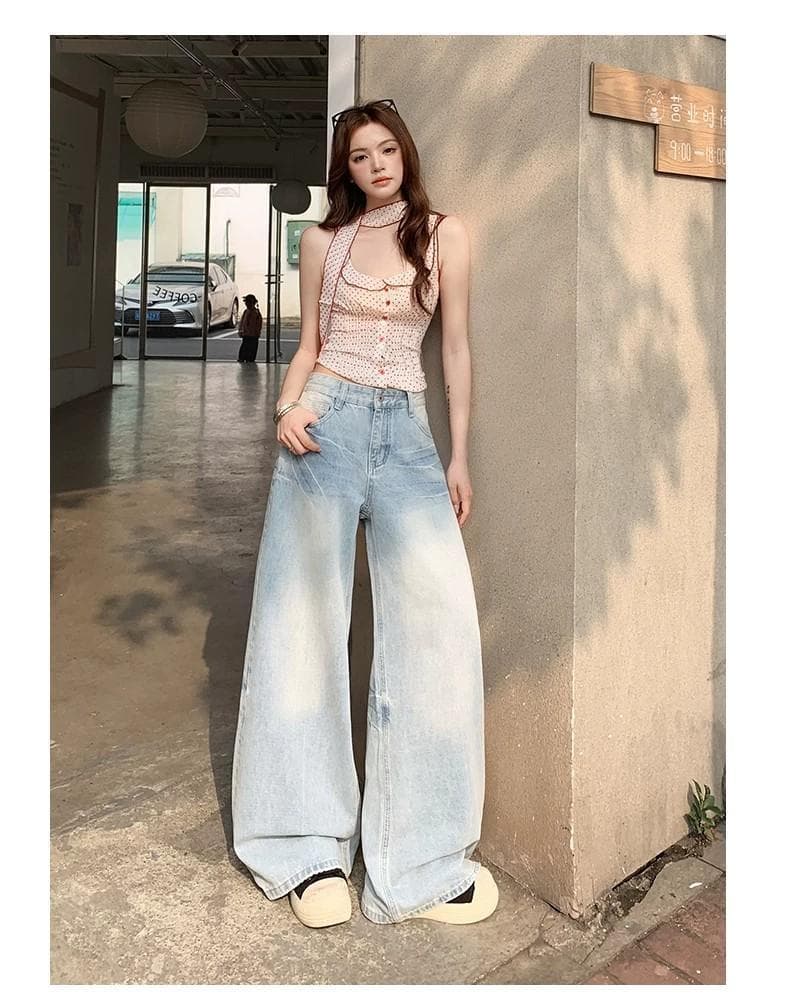 작은 키 아메리칸 하늘색 하이웨이스트 스트레이트 청바지 여성 여름 새로운 워싱 고양이 반드시 캐주얼 슬림해 보이는 긴 바지 상세 이미지 16