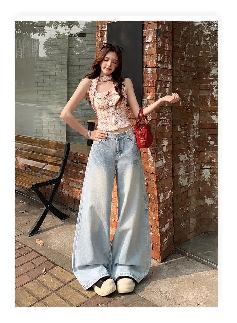 작은 키 아메리칸 하늘색 하이웨이스트 스트레이트 청바지 여성 여름 새로운 워싱 고양이 반드시 캐주얼 슬림해 보이는 긴 바지 상세 이미지 18