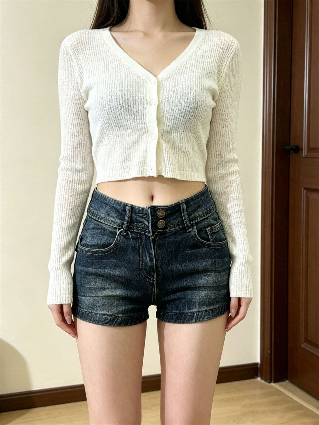 아메리칸 핫걸 파란색 청바지 반바지 여성 2026 여름 새로운 더블 버클 로우 웨이스트 다용도 슬림해 보이는 타이트 스커트 핫 바지 상세 이미지 7