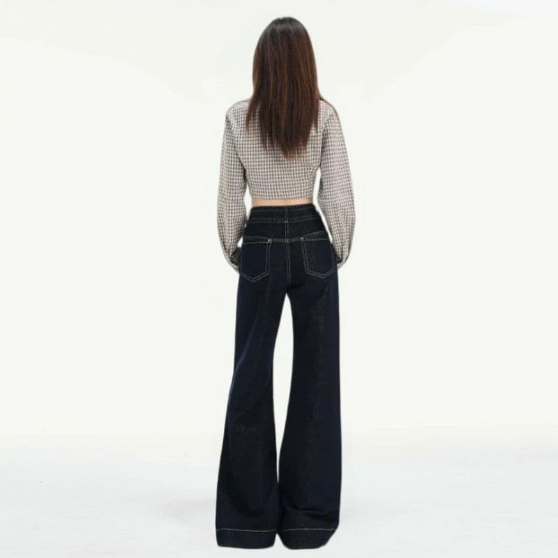 아메리칸 레트로 원본 세단 닝 작은 키 더블 버클 스트레이트 청바지 2026 여름 작은 대중 부츠컷 긴 바지 상세 이미지 1