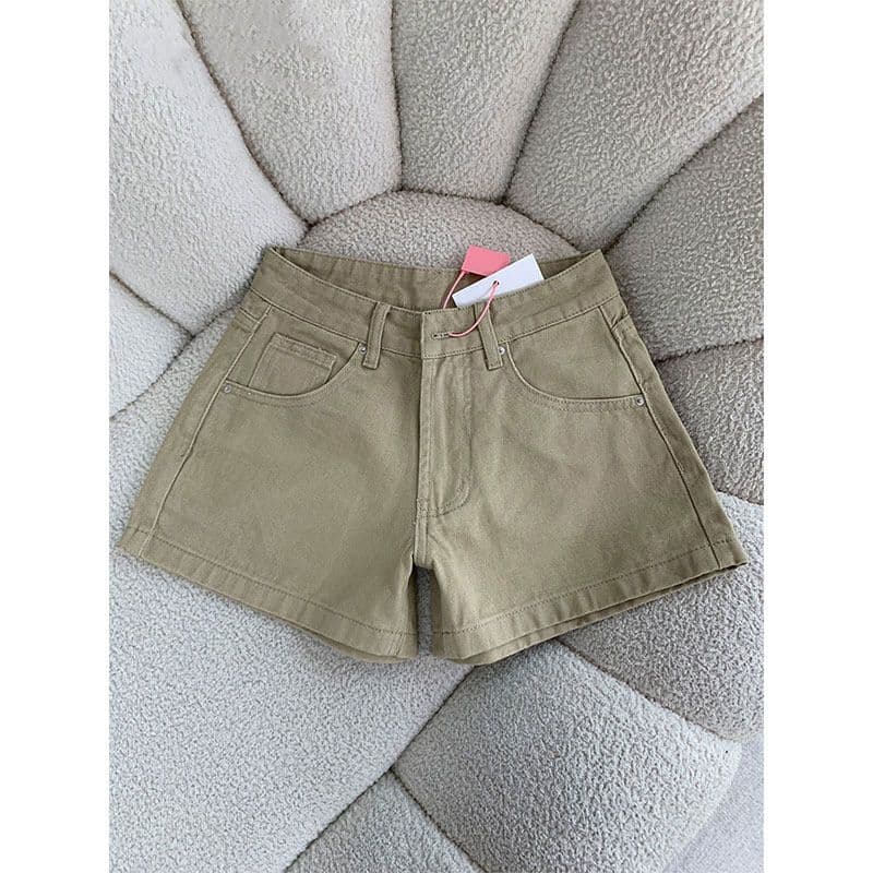 아메리칸 카키 색 청바지 반바지 여성 여름 새로운 루즈핏 슬림해 보이는 한 마디 넓은 다리 패션 캐주얼 뜨거운 바지 이미지 4