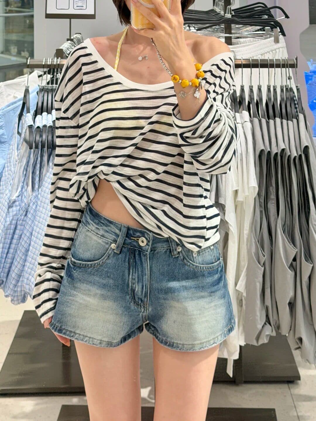 아메리칸 레트로 파란색 로우 웨이스트 데님 반바지 여성 2026 년 여름 새로운 루즈핏 슬림해 보이는 다용도 리프트 엉덩이 핫 바지 상세 이미지 4