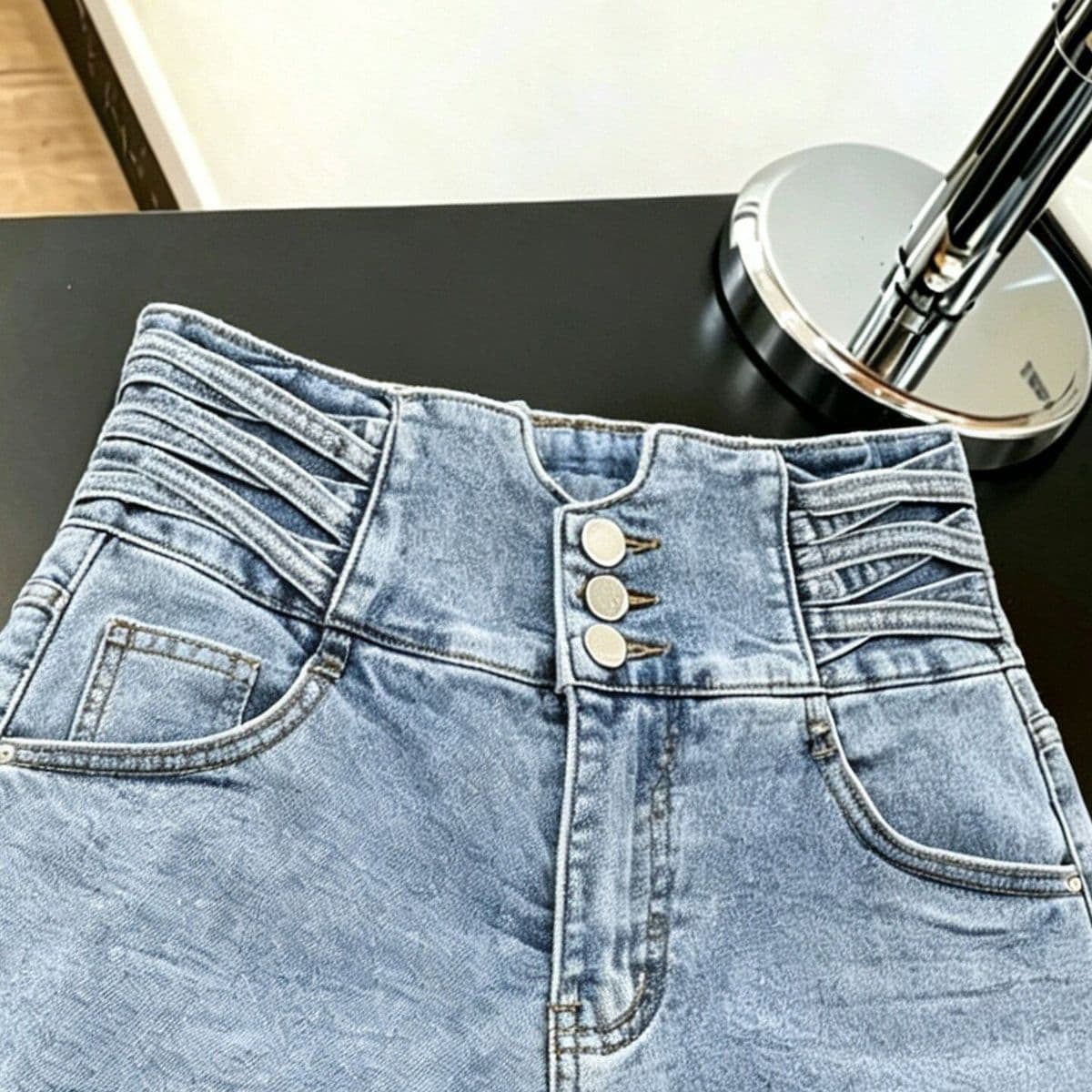 한 부서 순수한 욕망 바람 하이웨이스트 데님 반바지 여름 디자인 센스 지불 엉덩이 머리 몸매 가꾸기 슬림해 보이는 다용도 넓은 다리 핫 바지 상세 이미지 6