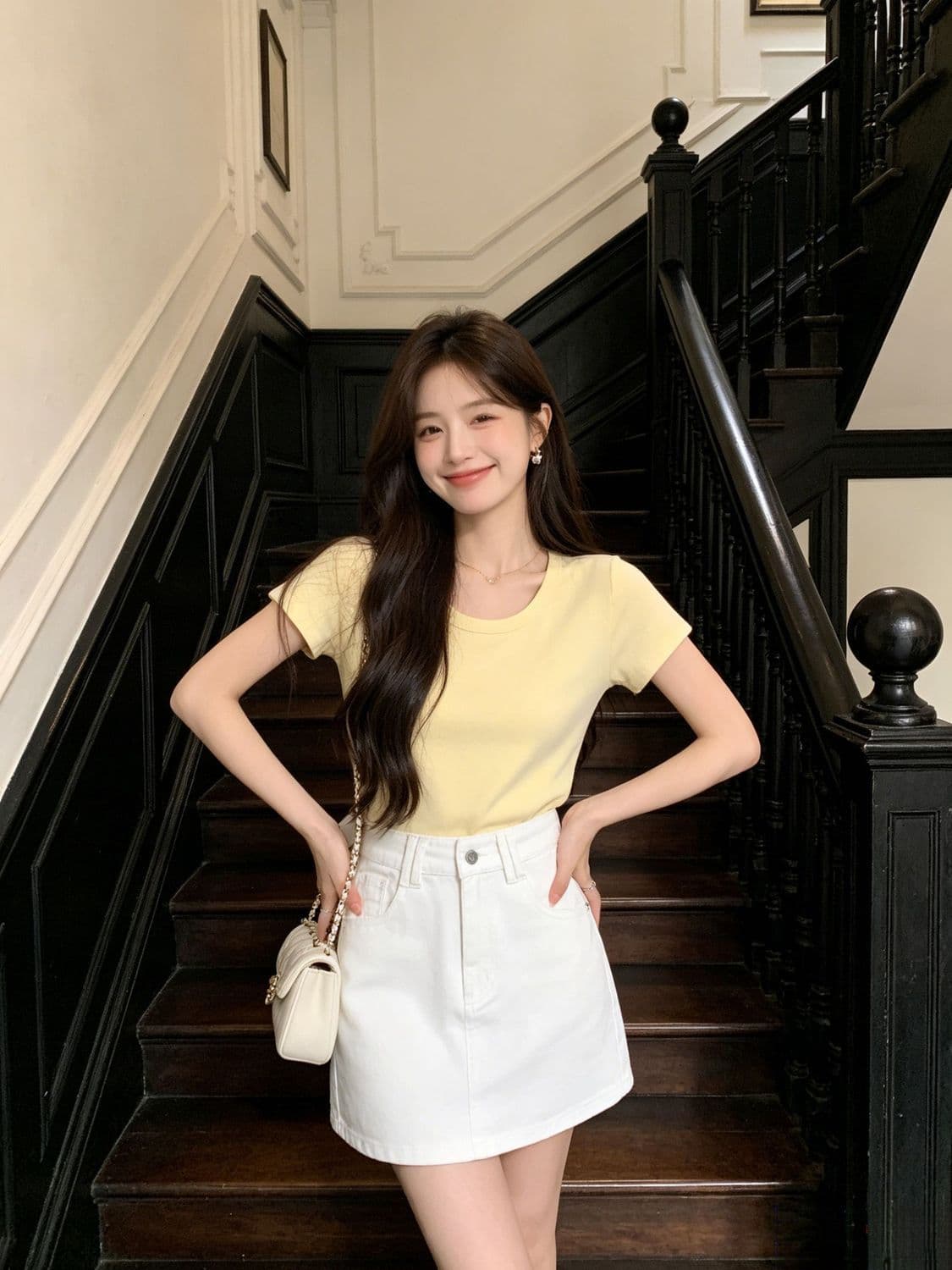 차가운 여름 새로운 하이웨이스트 슬림해 보이는 미니 스커트 노출 방지 좋은 플래시 디자인 마 오래된 화이트 데님 한 마디 반신 스커트 상세 이미지 4