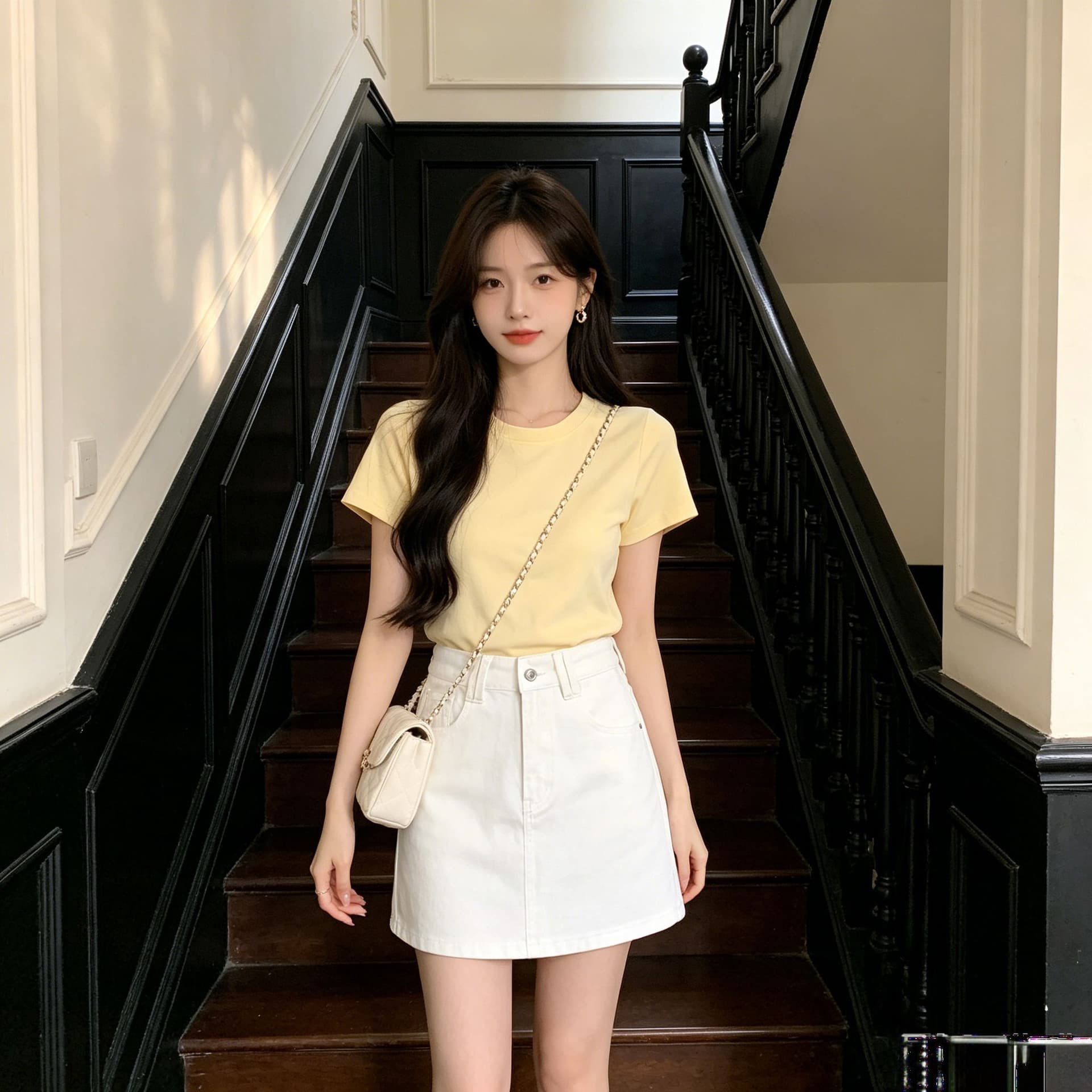 차가운 여름 새로운 하이웨이스트 슬림해 보이는 미니 스커트 노출 방지 좋은 플래시 디자인 마 오래된 화이트 데님 한 마디 반신 스커트 상세 이미지 12