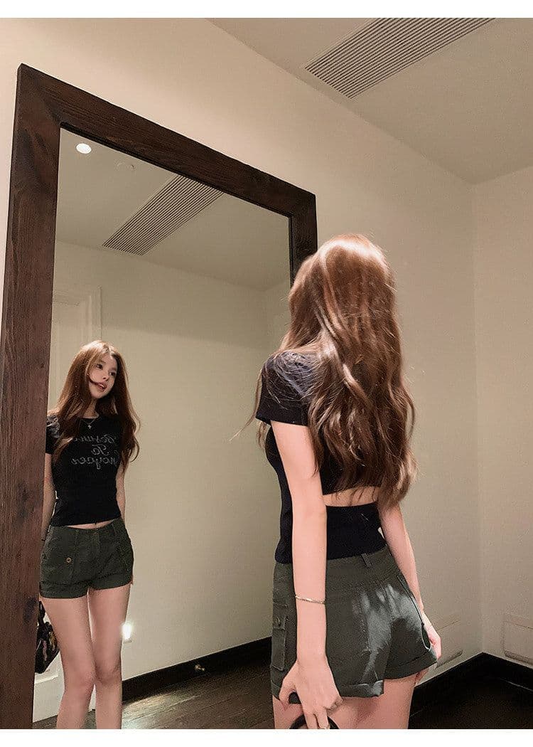 아메리칸 높음 거리 센스 레트로 워크웨어 데님 반바지 여성 2026 여름 미니멀리즘 다용도 한 마디 루즈핏 넓은 다리가 짧다. 바지 상세 이미지 12