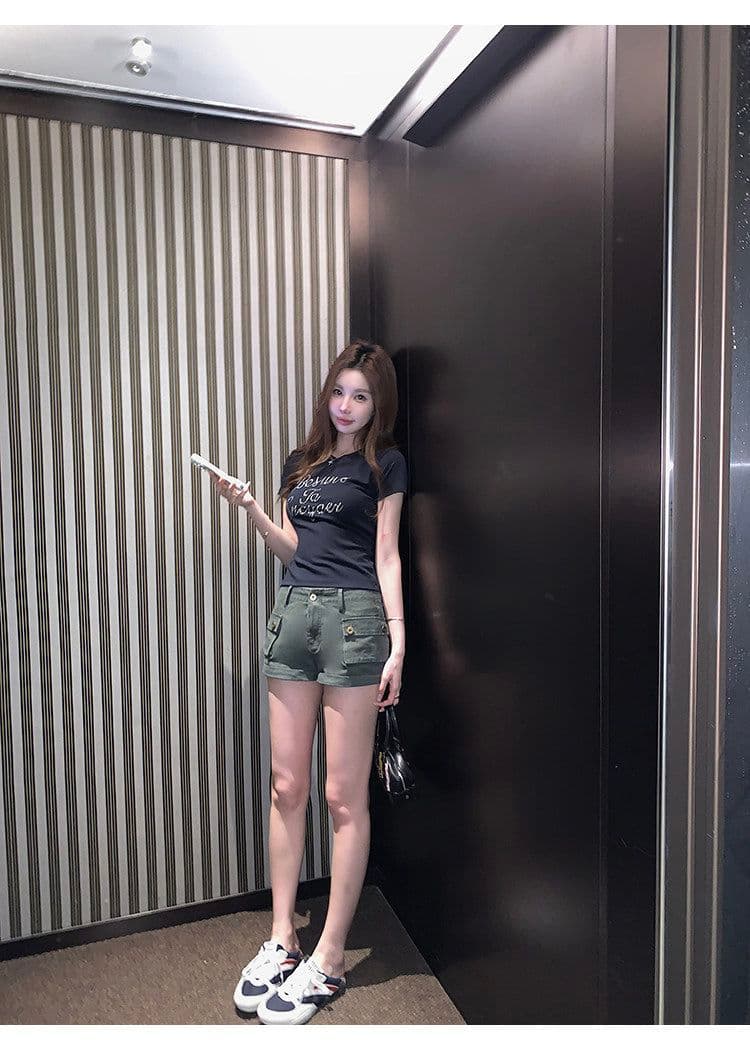 아메리칸 높음 거리 센스 레트로 워크웨어 데님 반바지 여성 2026 여름 미니멀리즘 다용도 한 마디 루즈핏 넓은 다리가 짧다. 바지 상세 이미지 21