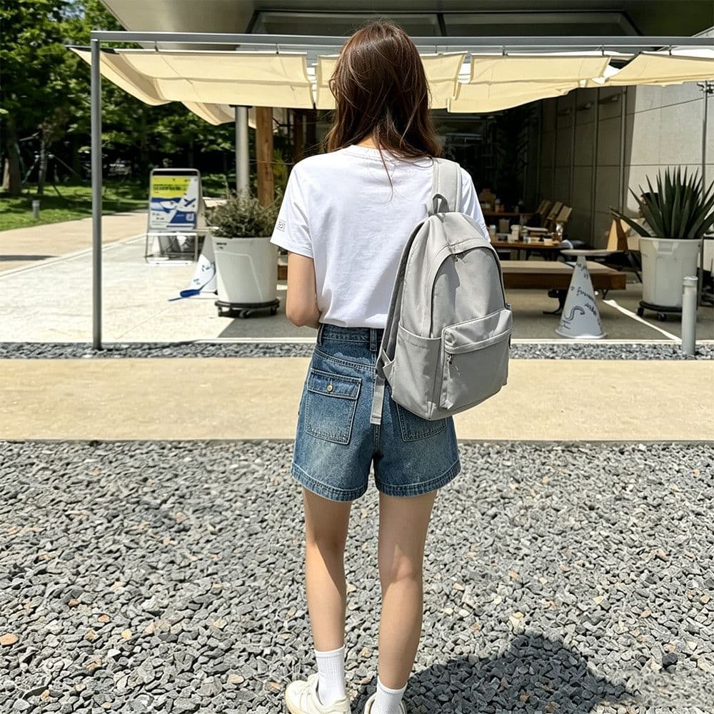 아메리칸 레트로 워크웨어 데님 반바지 여성 하이웨이스트 여름 루즈핏 슬림해 보이는 더블 주머니 디자인 센스 넓은 다리 뜨거운 바지 이미지 5