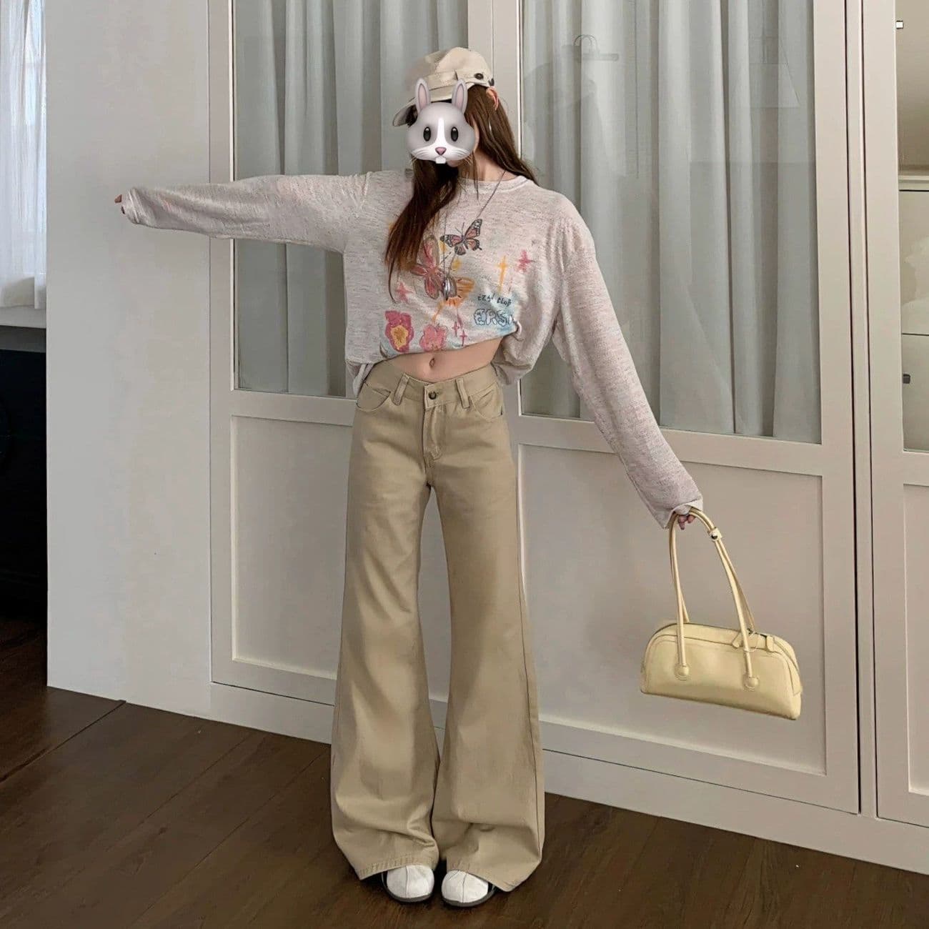 카키 색 부츠컷 청바지 여성 아메리칸 가을 여름 패션 새로운 느슨함 센스 미니멀리즘 품격 출퇴근 부츠컷 긴 바지 이미지 3