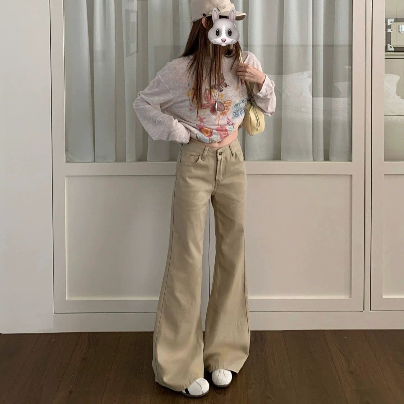카키 색 부츠컷 청바지 여성 아메리칸 가을 여름 패션 새로운 느슨함 센스 미니멀리즘 품격 출퇴근 부츠컷 긴 바지 이미지 4