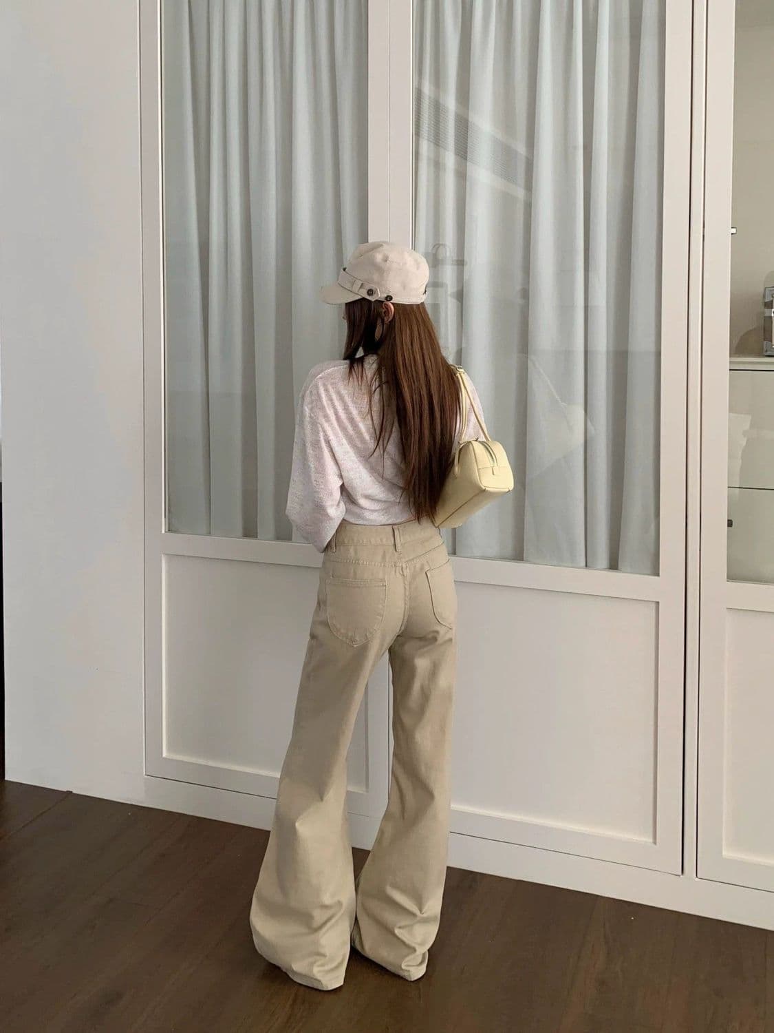 카키 색 부츠컷 청바지 여성 아메리칸 가을 여름 패션 새로운 느슨함 센스 미니멀리즘 품격 출퇴근 부츠컷 긴 바지 상세 이미지 12