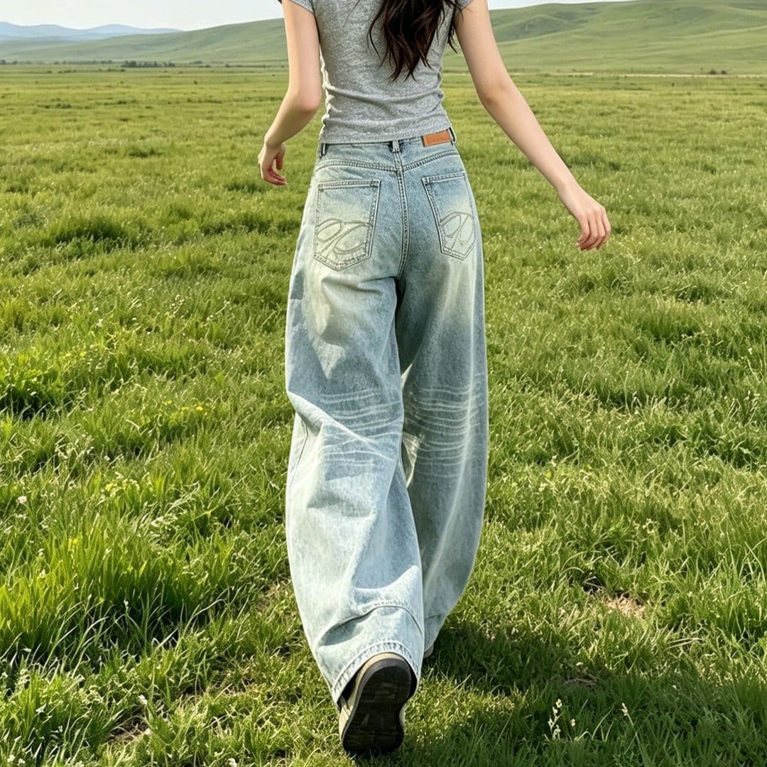 레트로 모통이 칼 넓은 다리 청바지 여성 2026 여름 새로운 루즈핏 패션 캐주얼 느긋한 바람 다용도 와이드 레그 팬츠 상세 이미지 13
