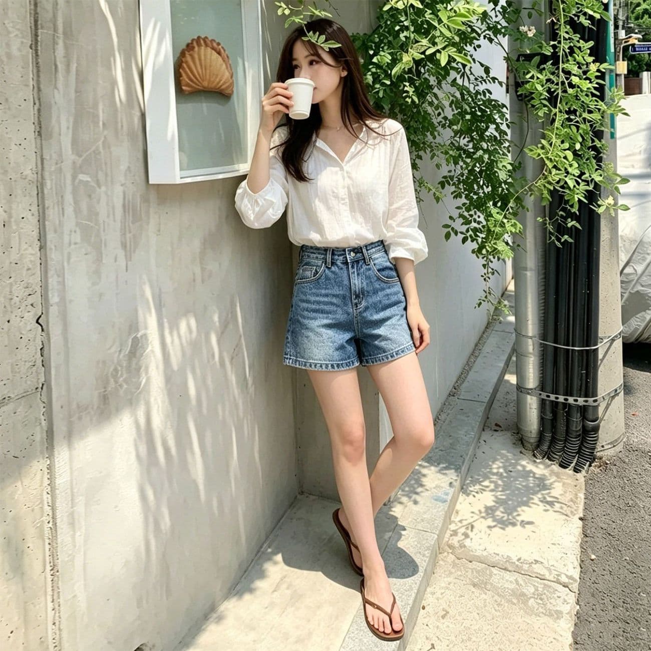 레트로 워싱 자수 데님 반바지 여성 하이웨이스트 슬림해 보이는 캐주얼 다용도 핫걸 한 마디 루즈핏 넓은 다리 핫 바지 여성 이미지 5