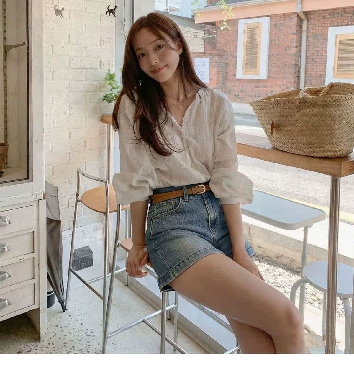 레트로 워싱 자수 데님 반바지 여성 하이웨이스트 슬림해 보이는 캐주얼 다용도 핫걸 한 마디 루즈핏 넓은 다리 핫 바지 여성 상세 이미지 5