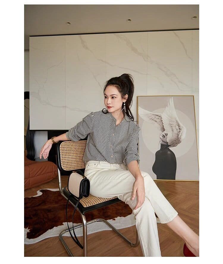 베이지 색 스트레이트 청바지 여성 봄 가을 2026 새로운 하이웨이스트 슬림해 보이는 여덟 9 포인트 작은 키 살구 색상 담배 파이프 바지 상세 이미지 11