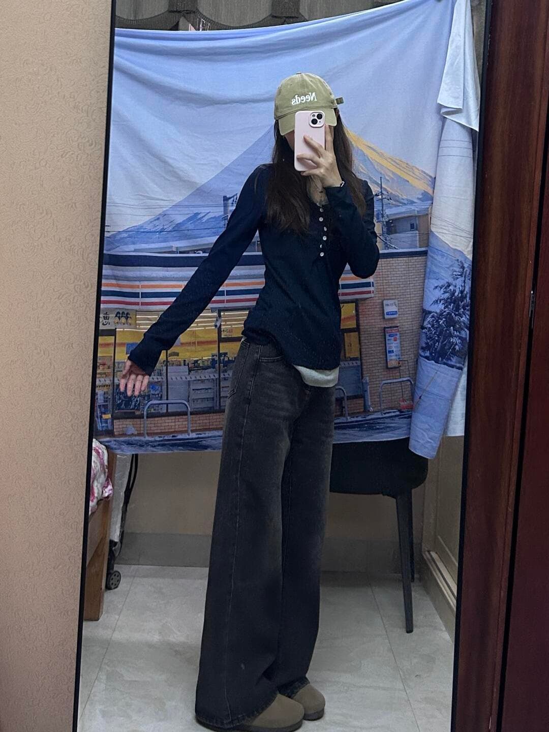 레트로 블랙 회색 미니멀리즘 높음 거리 다용도 넓은 다리 청바지 여성 2026 이른 가을 출퇴근 섹션 도루 센스 루즈핏 긴 바지 상세 이미지 5