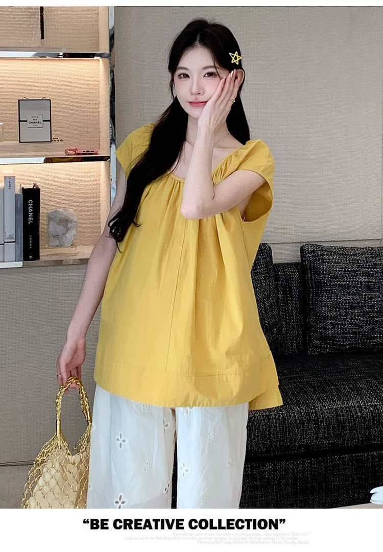 실사 임산부 여름 드레스 Feifei 소매 면 소재 루즈핏 중간 길이 작은 셔츠 2026 여름 새로운 한국 스타일 슬림해 보이는 맨위 상세 이미지 14