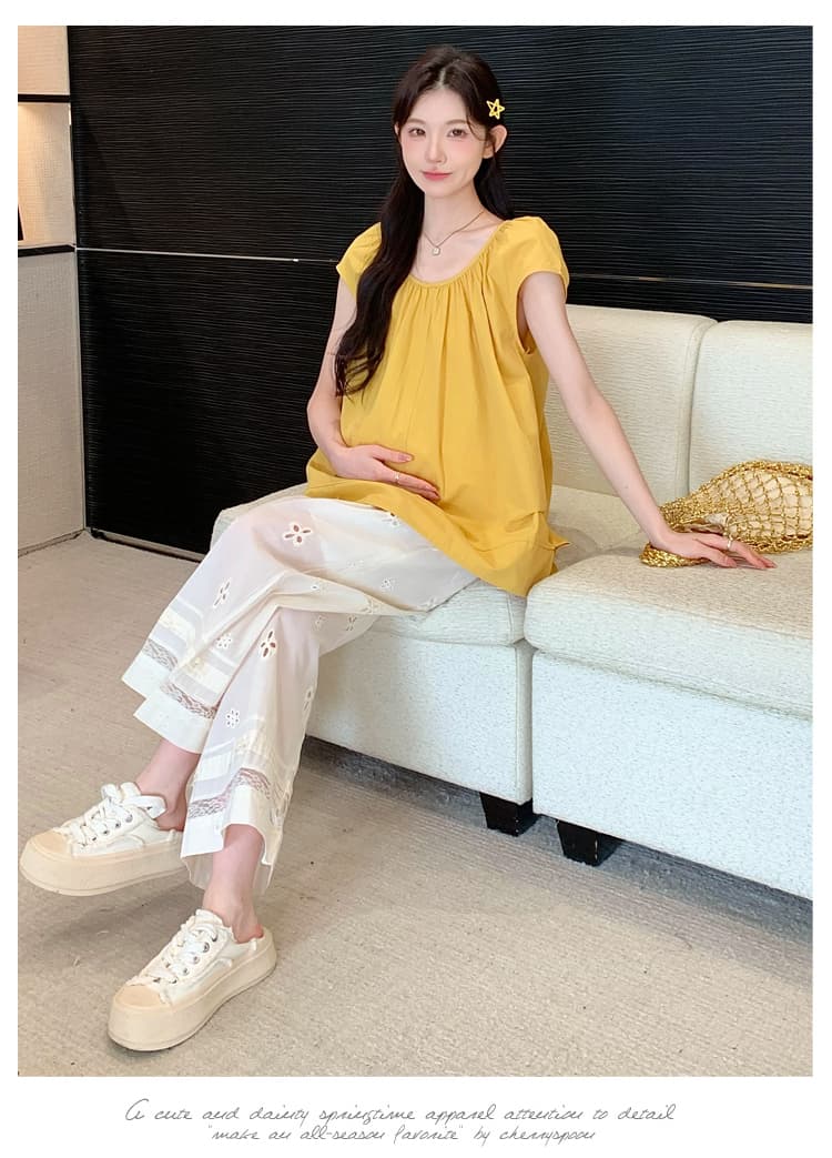 실사 임산부 여름 드레스 Feifei 소매 면 소재 루즈핏 중간 길이 작은 셔츠 2026 여름 새로운 한국 스타일 슬림해 보이는 맨위 상세 이미지 19