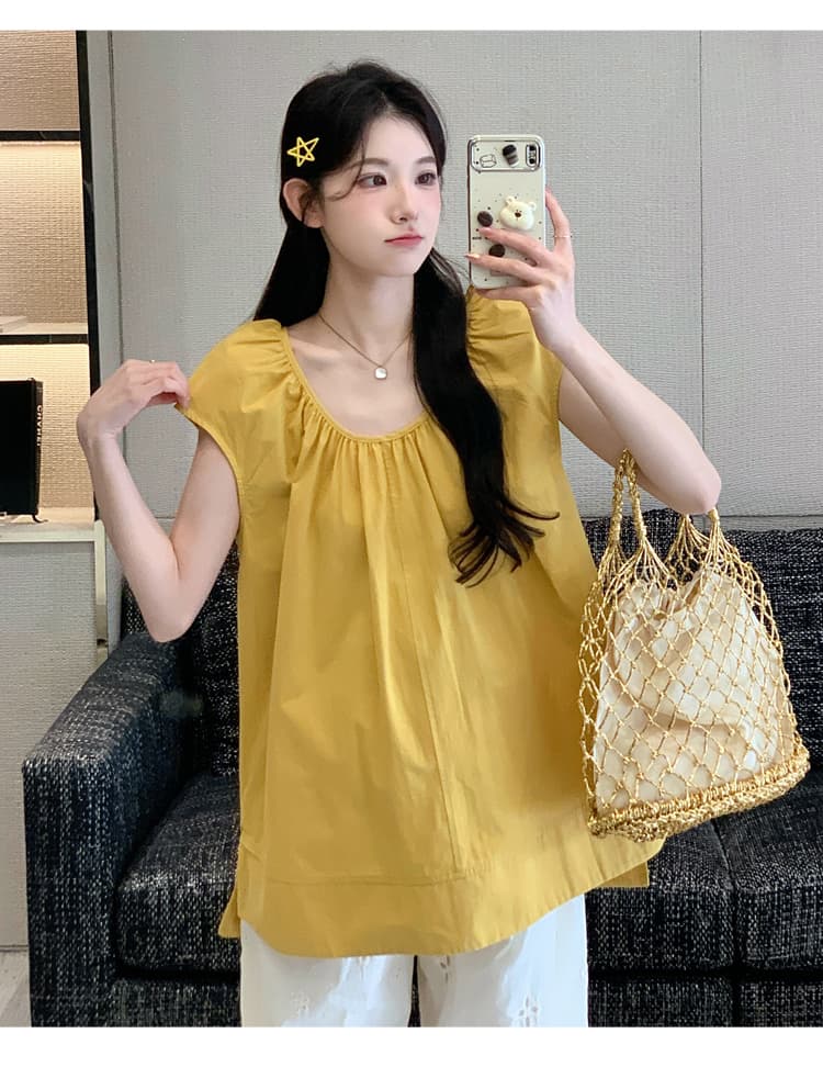 실사 임산부 여름 드레스 Feifei 소매 면 소재 루즈핏 중간 길이 작은 셔츠 2026 여름 새로운 한국 스타일 슬림해 보이는 맨위 상세 이미지 21