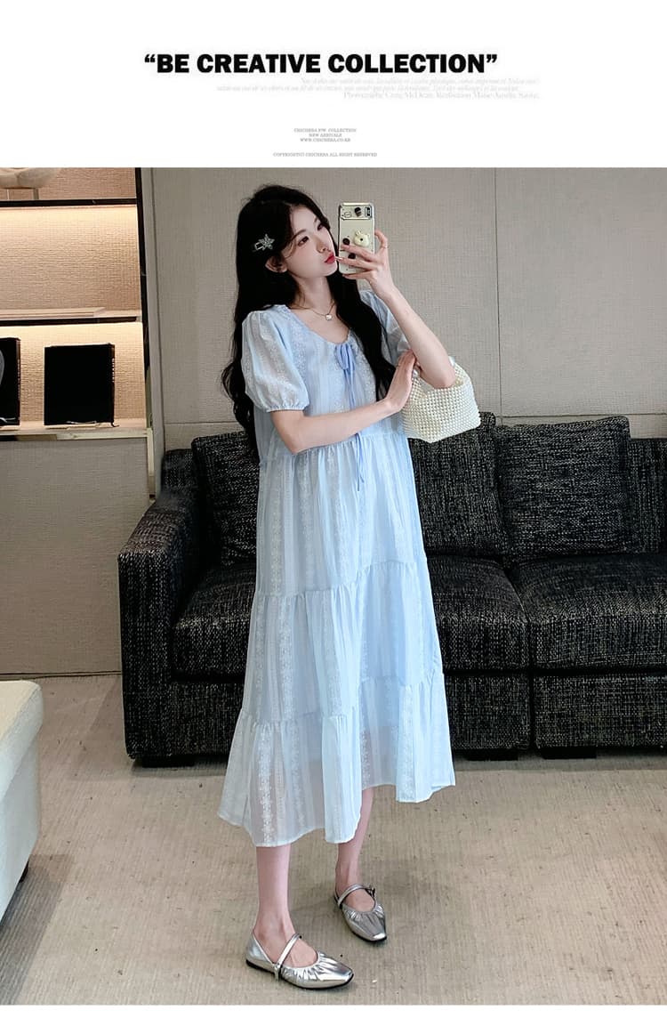 실사 임산부 여름 드레스 Feifei 소매 면 소재 루즈핏 중간 길이 작은 셔츠 2026 여름 새로운 한국 스타일 슬림해 보이는 맨위 상세 이미지 22