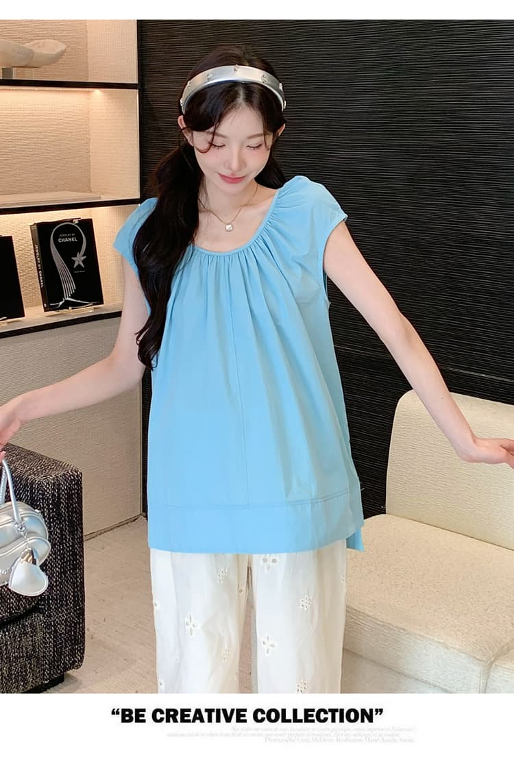 실사 임산부 여름 드레스 Feifei 소매 면 소재 루즈핏 중간 길이 작은 셔츠 2026 여름 새로운 한국 스타일 슬림해 보이는 맨위 상세 이미지 44