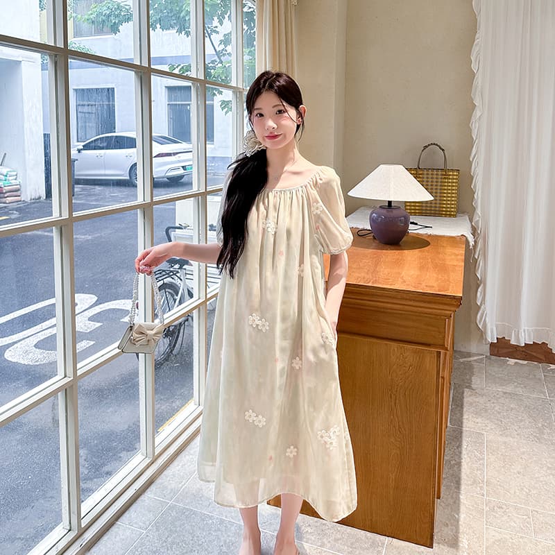 실사 임산부 여름 드레스 드레스 2026 새로운 중간 길이 여름 드레스 패션 작은 청신 연령 감소 임산부 치마 상세 이미지 49