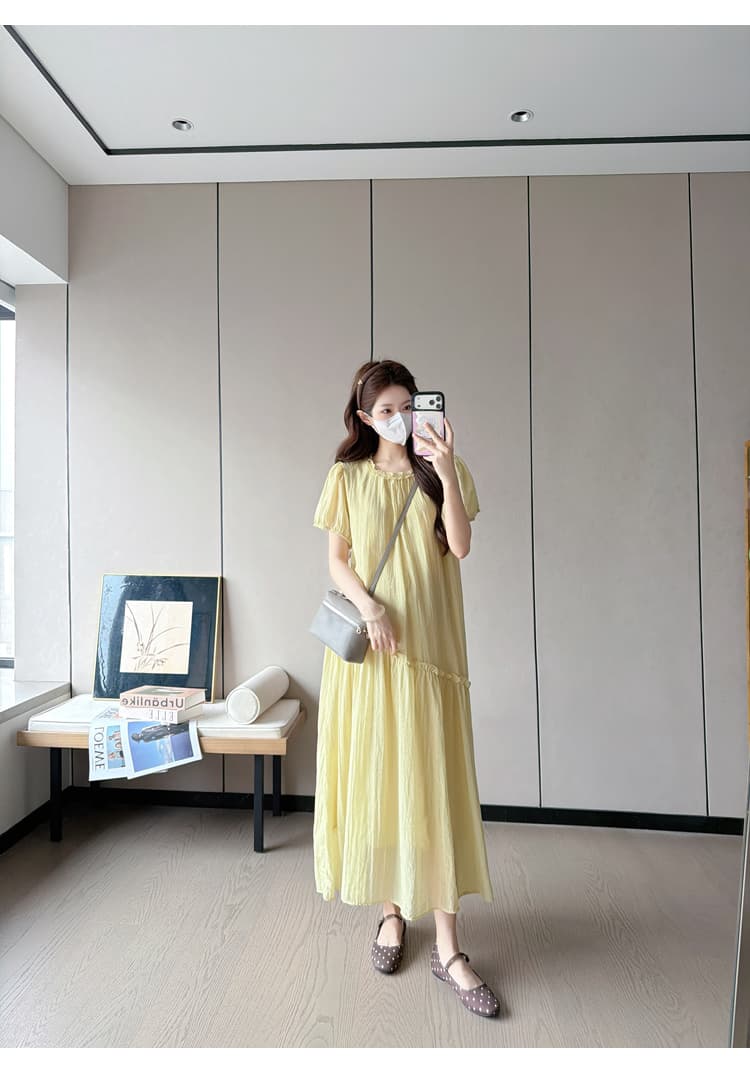 실사 임산부 여름 드레스 드레스 2026 새로운 한국 스타일 중간 길이 루즈핏 임산부 쉬폰 치마 벨트 보내기 상세 이미지 38